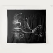 Tenture Le cerf majestueux en pleine nature - Art noir et  (Devant (Horizontal))