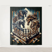 Tenture Le jeu des chevaliers - les échecs rencontre l'ima (Devant)