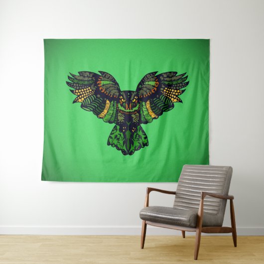 Tenture Le majestic Emerald Owl (En situation (horizontale))