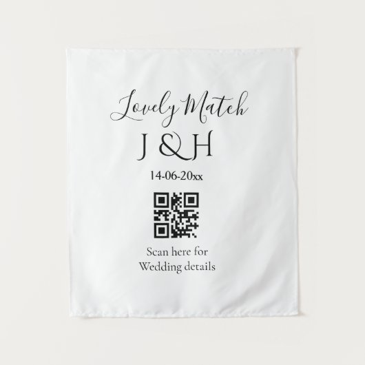 Tenture Le mariage du nom de couple ajout détail scan code (Devant)