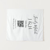 Tenture Le mariage du nom de couple ajout détail scan code (Devant (Horizontal))