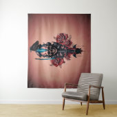 Tenture Le monde sombre et mystérieux du crâne gothique (En situation)