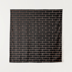 Tenture Le mur en brique noire foncée a une surface rugueu
