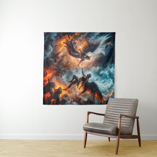 Tenture Le paradis et l'enfer Confrontation Scène épique (En situation (horizontale))