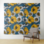 Tenture Le pré en jaune et bleu (En situation (horizontale))