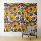 Tenture Le pré en jaune et bleu (En situation (horizontale))