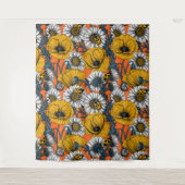 Tenture Le pré en jaune et bleu (Devant)