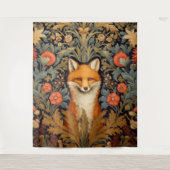 Tenture Le renard et les fleurs rouges style Art nouveau (Devant)