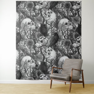 Tenture Le secret de Raven. Illustration gothique sombre e