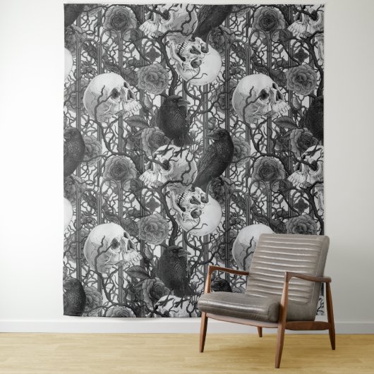 Tenture Le secret de Raven. Illustration gothique sombre e (En situation)