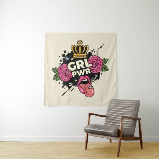 Tenture Le style tatouage Girl Power (En situation)