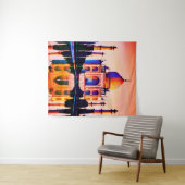 Tenture Le Taj Mahal contre un ciel couché de soleil (En situation (horizontale))