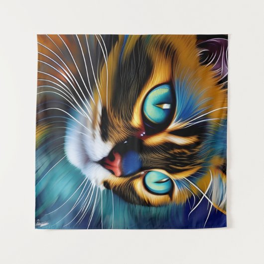 Tenture Le visage d'un mignon Lynx pointe Siamese (Devant (Horizontal))