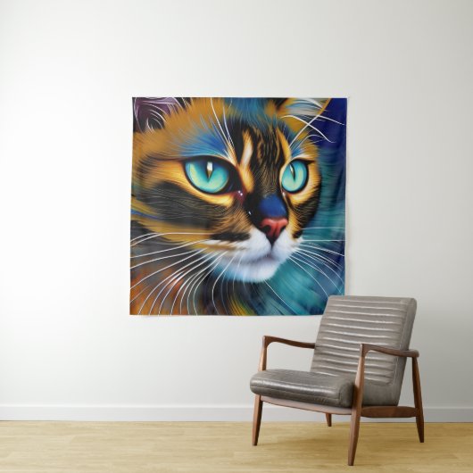 Tenture Le visage d'un mignon Lynx pointe Siamese (En situation)