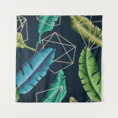 Tenture Leaves seamless pattern with abstract polygonal li (Devant (Horizontal))