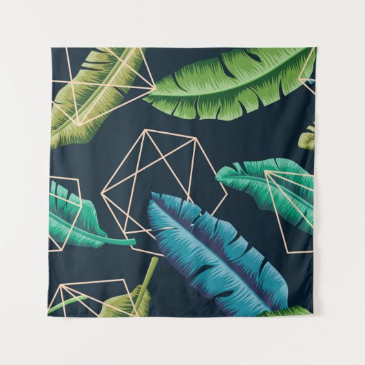 Tenture Leaves seamless pattern with abstract polygonal li (Devant)