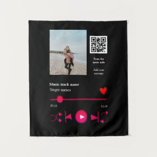 Tenture Lecteur de musique couple personnalisé code q r te
