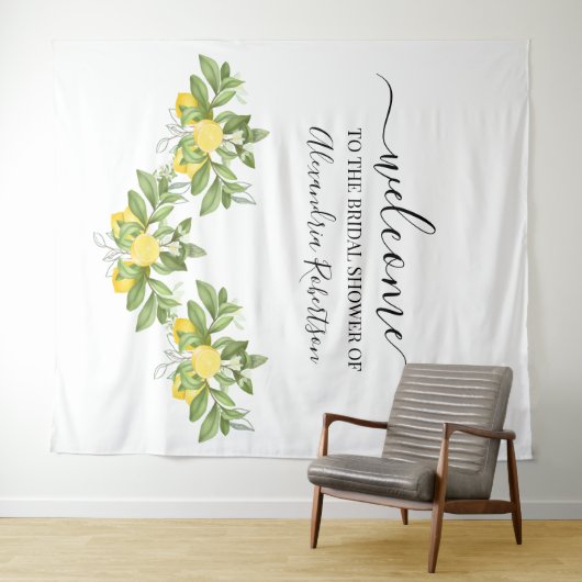 Tenture Lemony Greenery Mariage Bienvenue (En situation (horizontale))