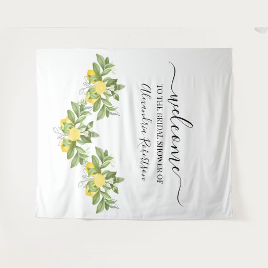 Tenture Lemony Greenery Mariage Bienvenue (Devant (Horizontal))