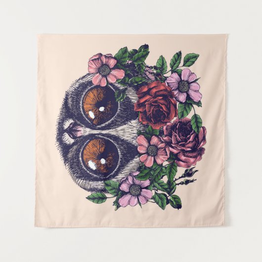 Tenture Lémur floral doux (Devant (Horizontal))