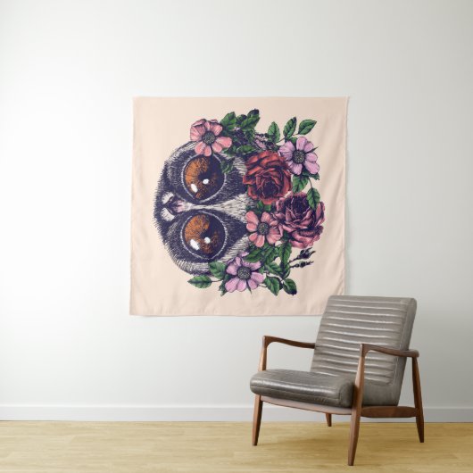 Tenture Lémur floral doux (En situation (horizontale))