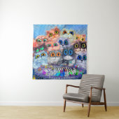 Tenture L'ensemble des portraits de chats arrière - plan a (En situation)