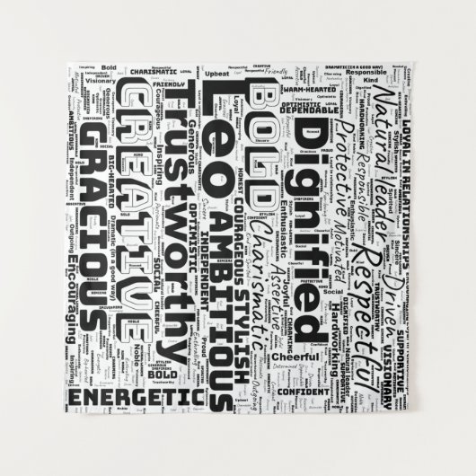 Tenture Leo Zodiac Word Cloud (Devant (Horizontal))