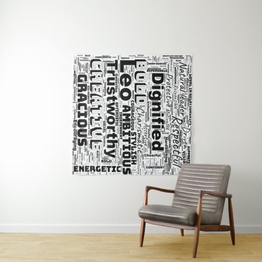 Tenture Leo Zodiac Word Cloud (En situation (horizontale))