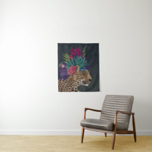Tenture Leopard avec tête tropicale