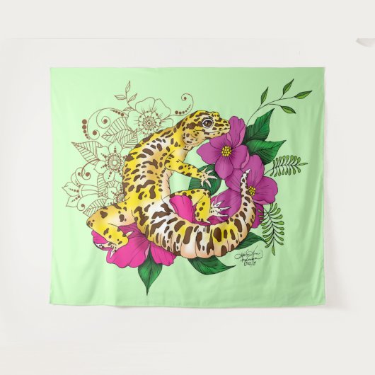 Tenture Léopard jaune Gecko Vert (Devant (Horizontal))