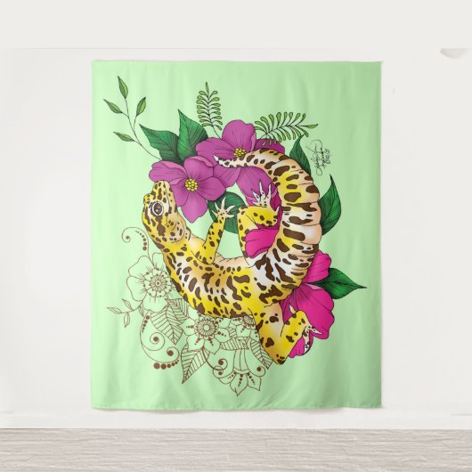 Tenture Léopard jaune Gecko Vert (Devant)