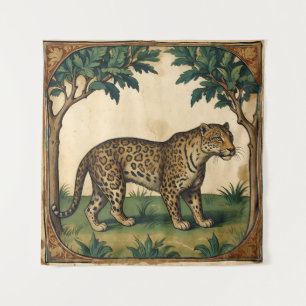 Tenture Leopard médiéval avec arbres Nature Art