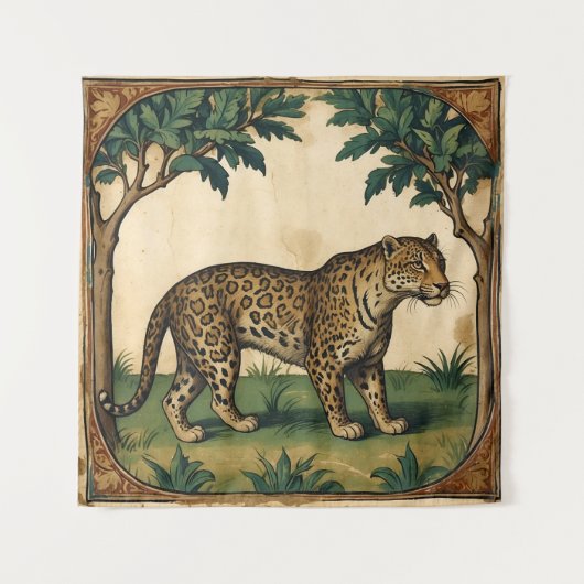 Tenture Leopard médiéval avec arbres Nature Art (Devant)