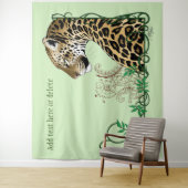Tenture Leopard Wild Cat Green Henna (En situation)