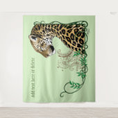 Tenture Leopard Wild Cat Green Henna (Devant)