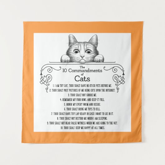 Tenture Les 10 commandements des chats drôles (Devant)