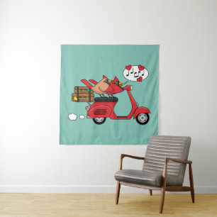 Tenture Les amoureux du Cardinal Rouge sur Scooter