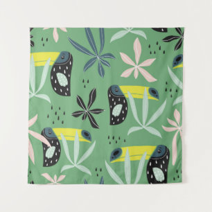 Tenture Les animaux de la jungle, les éléments tropicaux, 