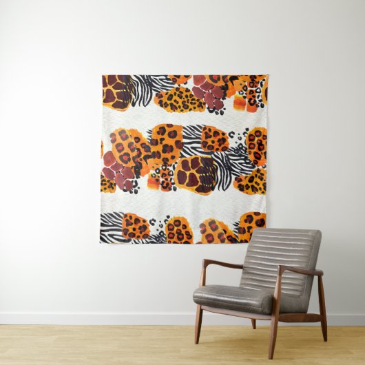 Tenture Les animaux sauvages mélangent motif sans soudure. (En situation)