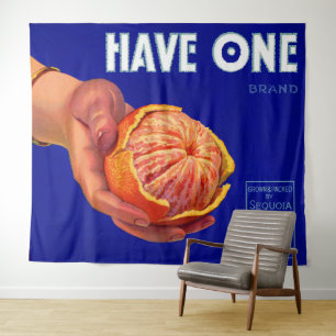 Tenture Les années 1940 ont une plaque étiquette orange