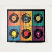 Tenture les années 70 Motif de disques vinyle Retro (Devant (Horizontal))