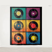 Tenture les années 70 Motif de disques vinyle Retro (Devant)