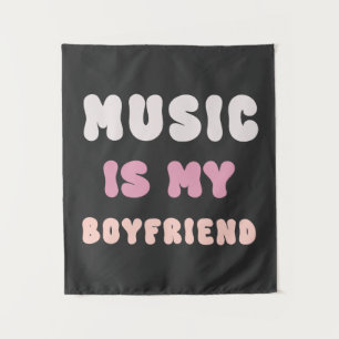 Tenture les années 70 Typographie Super - La musique est m