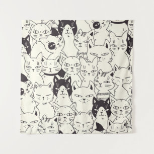 Tenture Les chats dessinés à la main gribouillent un motif