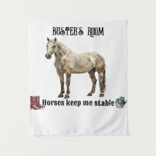Tenture "Les chevaux me gardent stable" Personnalisable