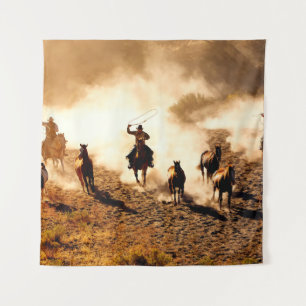 Tenture Les cow-boys à la recherche de chevaux sauvages. l