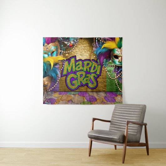Tenture Les doubloons graphiques sur le thème Mardi Gras d (En situation (horizontale))