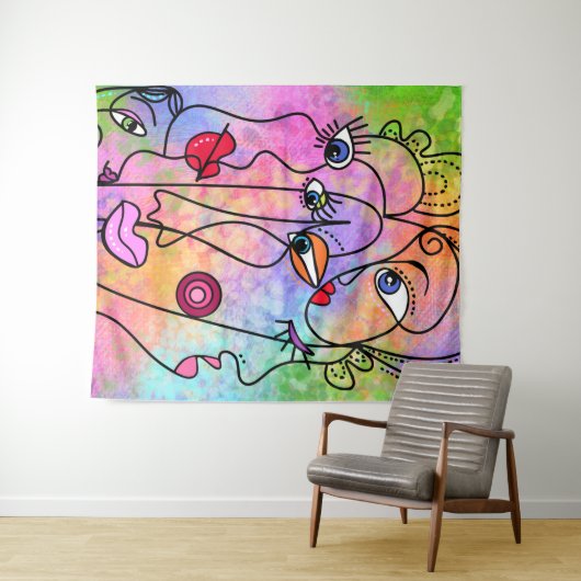 Tenture Les Femmes Abstraites affrontent les humeurs - Des (En situation (horizontale))