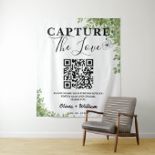 Tenture Les Feuilles verts Sage capturent le Mariage QR Am (En situation)