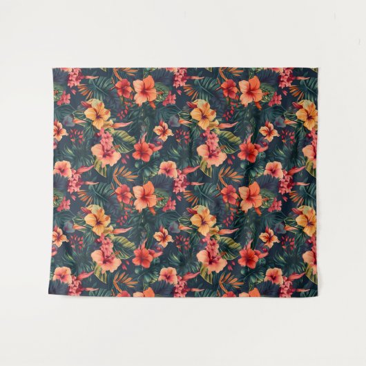 Tenture Les Fleurs D'Hibiscus, Un Modèle Floral Tropical (Devant (Horizontal))